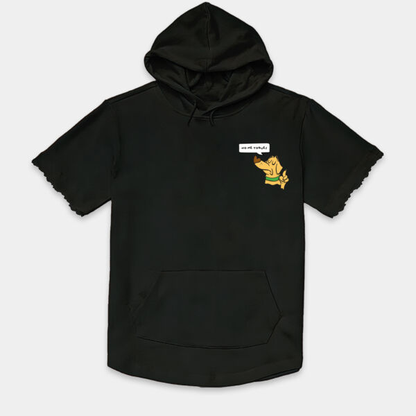 "No me toques" Hoodie Manga Corta Unisex: Gorro y Bolsa Miniatura