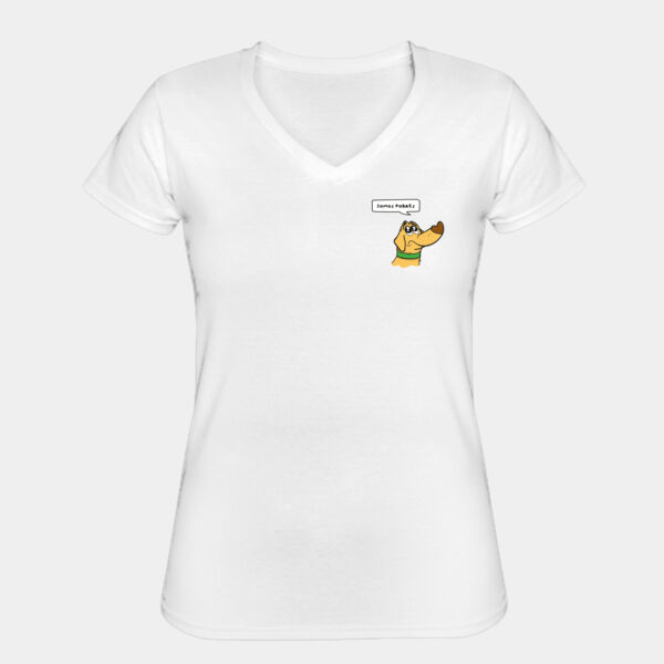 "Somos Pobres" Playera Dama: Algodón Peinado Cuello V Miniatura