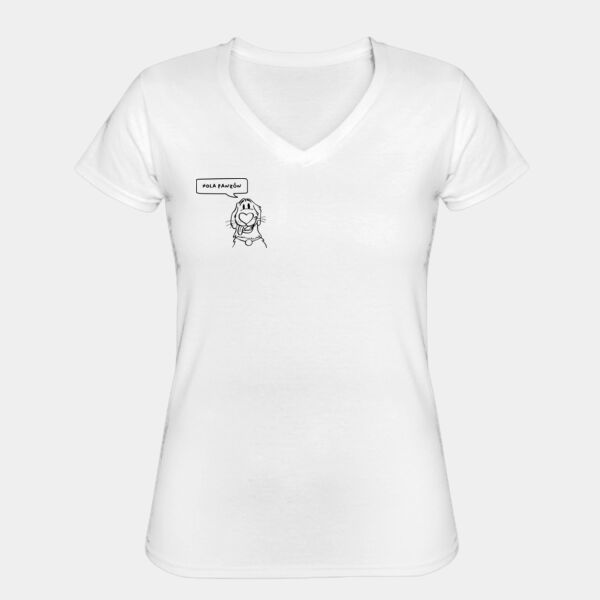 "Hola Panzón" Playera Dama: Algodón Peinado Cuello V Miniatura