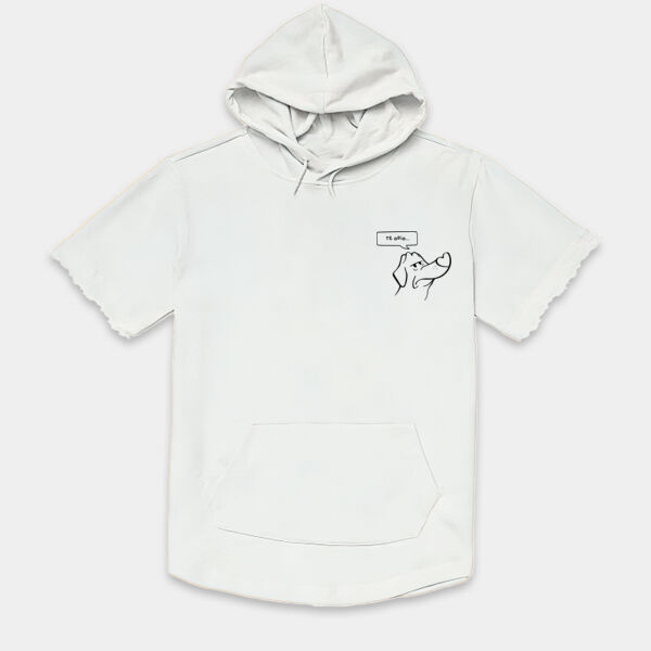 "Te Odio" Hoodie Manga Corta Unisex: Gorro y Bolsa Miniatura