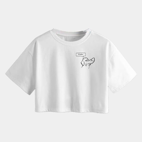 "Te Odio" Crop Top Unisex: Algodón Peinado Miniatura